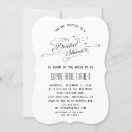 Elegante zwarte en witte kalligrafie bruidsdouche kaart