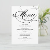 Elegante Zwarte en Witte Kalligrafie Bruiloft Menu (Staand voorkant)