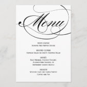 Elegante Zwarte en Witte Kalligrafie Bruiloft Menu (Voorkant)