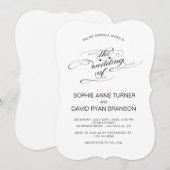 Elegante Zwarte en Witte Kalligrafie Huwelijk Kaart (Voorkant / Achterkant)