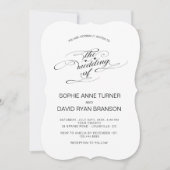 Elegante Zwarte en Witte Kalligrafie Huwelijk Kaart (Voorkant)