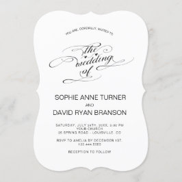 Elegante Zwarte en Witte Kalligrafie Huwelijk Kaart