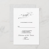 Elegante Zwarte en Witte Kalligrafie Huwelijks RSV RSVP Kaartje (Voorkant / Achterkant)