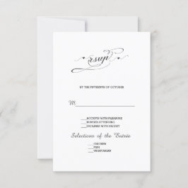 Elegante Zwarte en Witte Kalligrafie Huwelijks RSV RSVP Kaartje