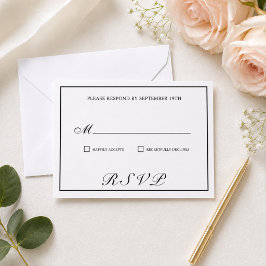Elegante Zwarte en Witte Kalligrafie Huwelijks RSV RSVP Kaartje