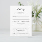 Elegante zwarte en witte kalligrafie RSVP kaart (Staand voorkant)
