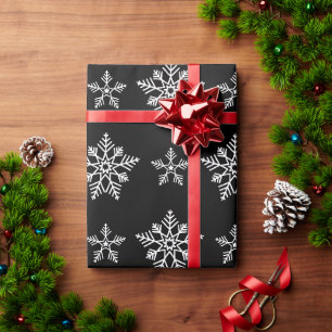 Elegante Zwarte en Witte Kerst Elementen Cadeaupapier