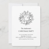 Elegante zwarte en witte kerstkransfeest kaart (Voorkant)