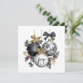 Elegante zwarte en witte kerstversieringSticker Kaart (Staand voorkant)