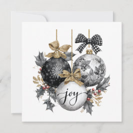 Elegante zwarte en witte kerstversieringSticker Kaart