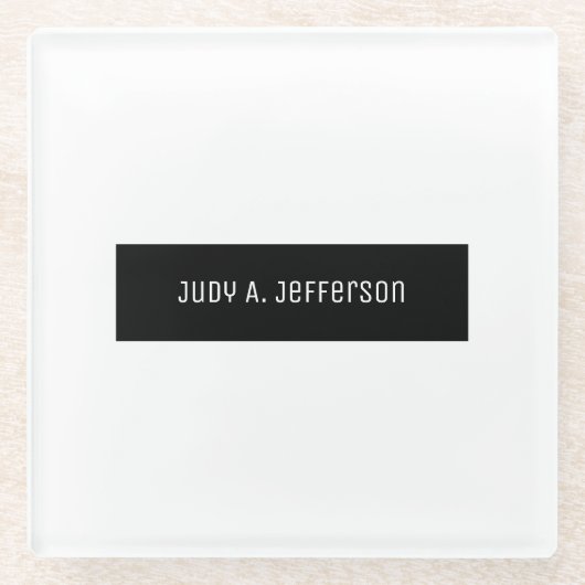 Elegante Zwarte en Witte Klassieke Minimalistische Glazen Onderzetter (Voorkant)