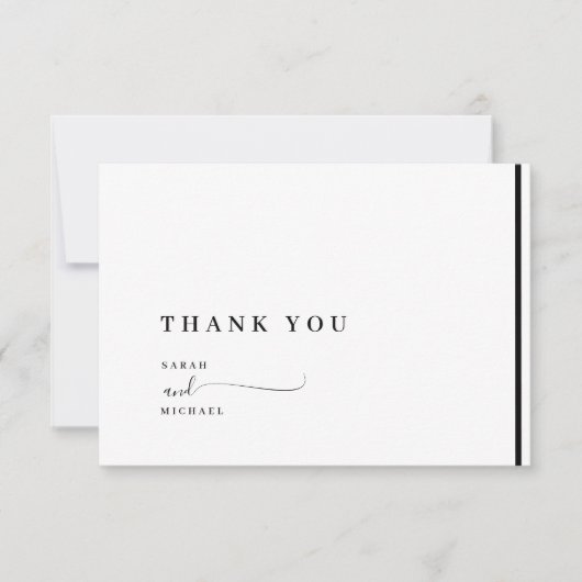 Elegante Zwarte en Witte Klassieke Trouw Dank Je Bedankkaart (Voorkant)