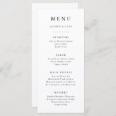 Elegante zwarte en witte klassieke trouwuitnodigin menu (Voorkant / Achterkant)