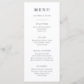Elegante zwarte en witte klassieke trouwuitnodigin menu (Voorkant)