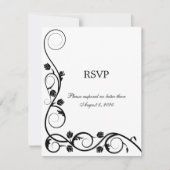 Elegante zwarte en witte kronkels RSVP / antwoord Kaart (Voorkant)