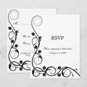 Elegante zwarte en witte kronkels RSVP / antwoord Kaart (Voorkant / Achterkant)