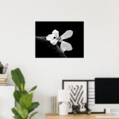 Elegante Zwarte en Witte Magnolia Poster (Thuiskantoor)