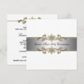 Elegante zwarte en witte meisjes eerste communie kaart (Voorkant / Achterkant)