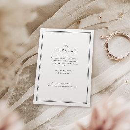 Elegante zwarte en witte minimalistische trouwdeta informatiekaartje
