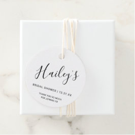 Elegante zwarte en witte moderne bruidsdouche bedankjes labels