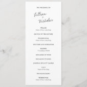 Elegante Zwarte en Witte Moderne Bruiloft Programmakaart (Voorkant)