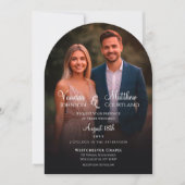 Elegante Zwarte en Witte Moderne Foto Boog Trouwda Kaart (Voorkant)