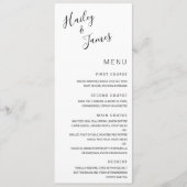 Elegante Zwarte en Witte Moderne Trouwdag Menu (Voorkant)
