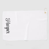 Elegante zwarte en witte monogram geprofessionalis golfhanddoek (Horizontaal)