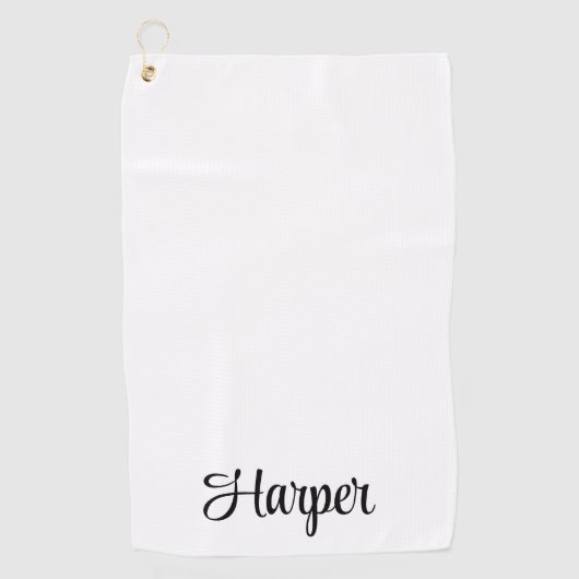 Elegante zwarte en witte monogram geprofessionalis golfhanddoek (Voorkant)