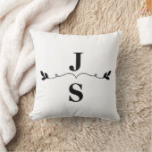Elegante zwarte en witte monogram initiaal trouwda kussen (Deken)