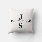 Elegante zwarte en witte monogram initiaal trouwda kussen (Achterkant)