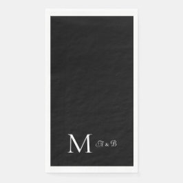 Elegante zwarte en witte monogram papieren gastdoe servet