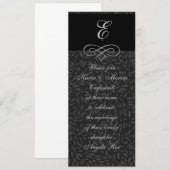 Elegante zwarte en witte monogram uitnodigingen (Voorkant / Achterkant)