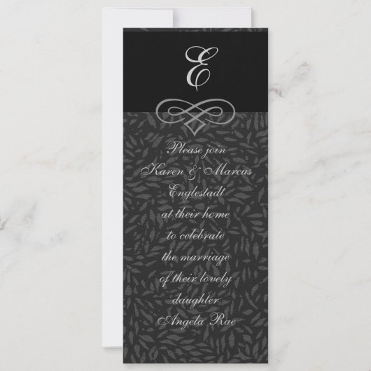 Elegante zwarte en witte monogram uitnodigingen (Voorkant)