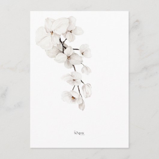 Elegante zwarte en witte orchidee bruiloftsrecepti informatiekaartje (Achterkant)