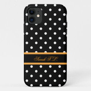 Elegante zwarte en witte polka stippen iPhone 11 hoesje