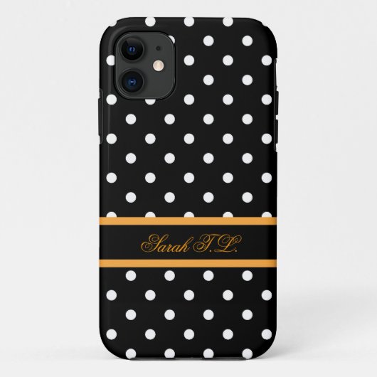 Elegante zwarte en witte polka stippen Case-Mate iPhone case (Achterkant)