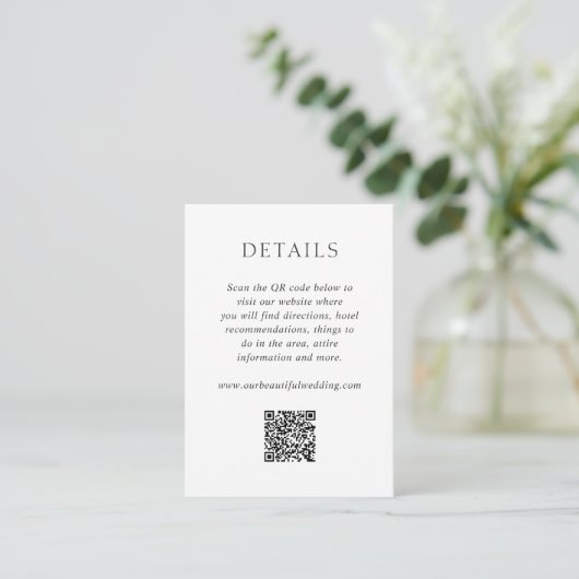 Elegante Zwarte en Witte QR Code Moderne Trouwdag Informatiekaartje (Staand voorkant)