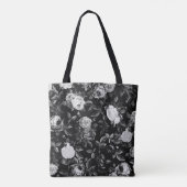 Elegante zwarte en witte rozen tote bag (Achterkant)