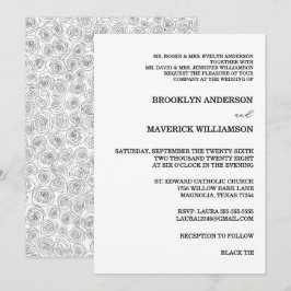 Elegante zwarte en witte rozen trouwuitnodiging kaart