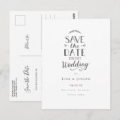 Elegante zwarte en witte 'Save the Date' Briefkaart (Voorkant / Achterkant)