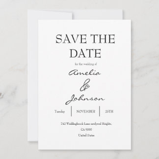 elegante zwarte en witte Save The Date kaart