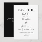 elegante zwarte en witte Save The Date kaart (Voorkant / Achterkant)