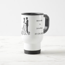 Elegante zwarte en witte Save the Date trouwmok Reisbeker