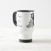 Elegante zwarte en witte Save the Date trouwmok Reisbeker (Voorkant links)