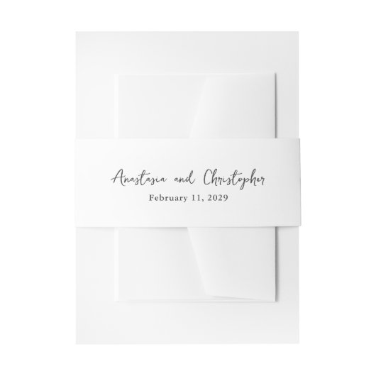Elegante Zwarte en Witte Schone Bruiloft Uitnodigingen Wikkel (Voorkant Voorbeeld)
