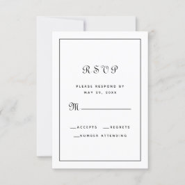 Elegante zwarte en witte script bruiloftsenveloppe RSVP kaartje