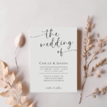 Elegante zwarte en witte script huwelijksuitnodigi