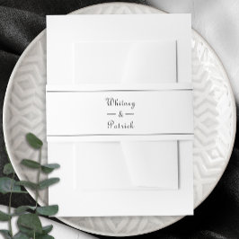 Elegante zwarte en witte script huwelijksuitnodigi uitnodigingen wikkel