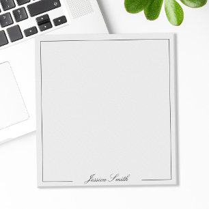 Elegante Zwarte en Witte Script Monogram Rand Notitieblok